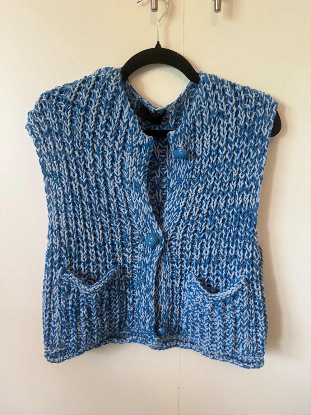 Zara Blue Marled Knit Women's Sweater Vest, M